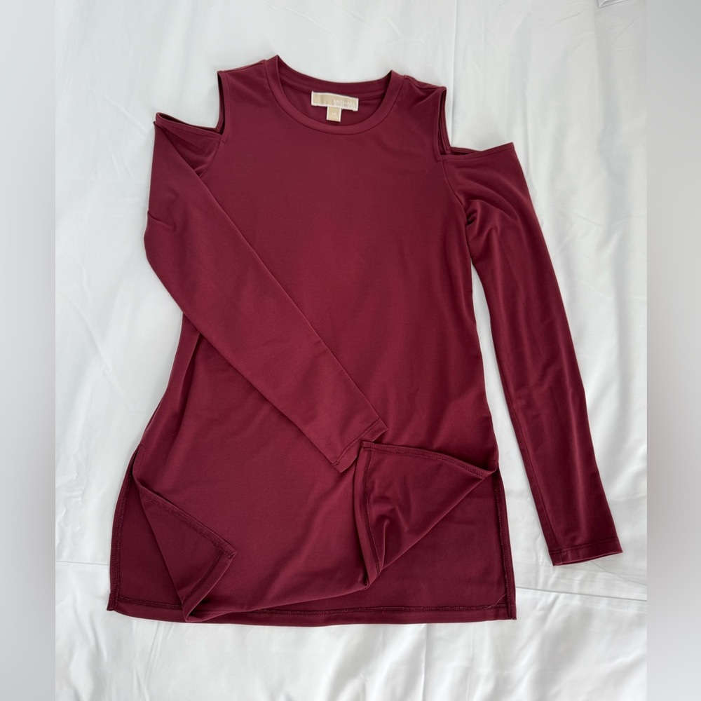 Michael Kors Burgundy Cold Shoulder Top